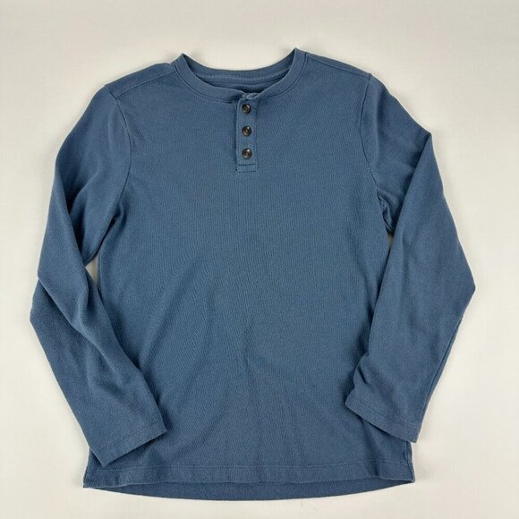 Wonder Nation Henley Tshirt Boys Large 10/12 Blue Long Sleeve - Picture 1 of 9